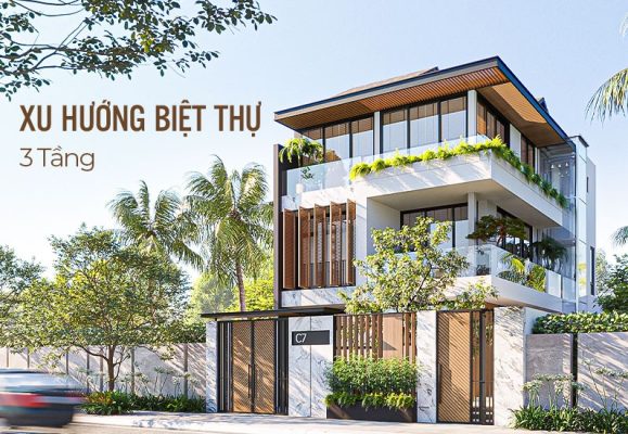 Mẫu biệt thự 3 tầng đẹp với thiết kế ấn tượng